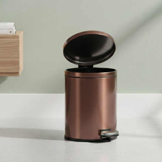 Baskora Rose Gold Stainless Steel Pedal Dustbin - Round Step Trash Can