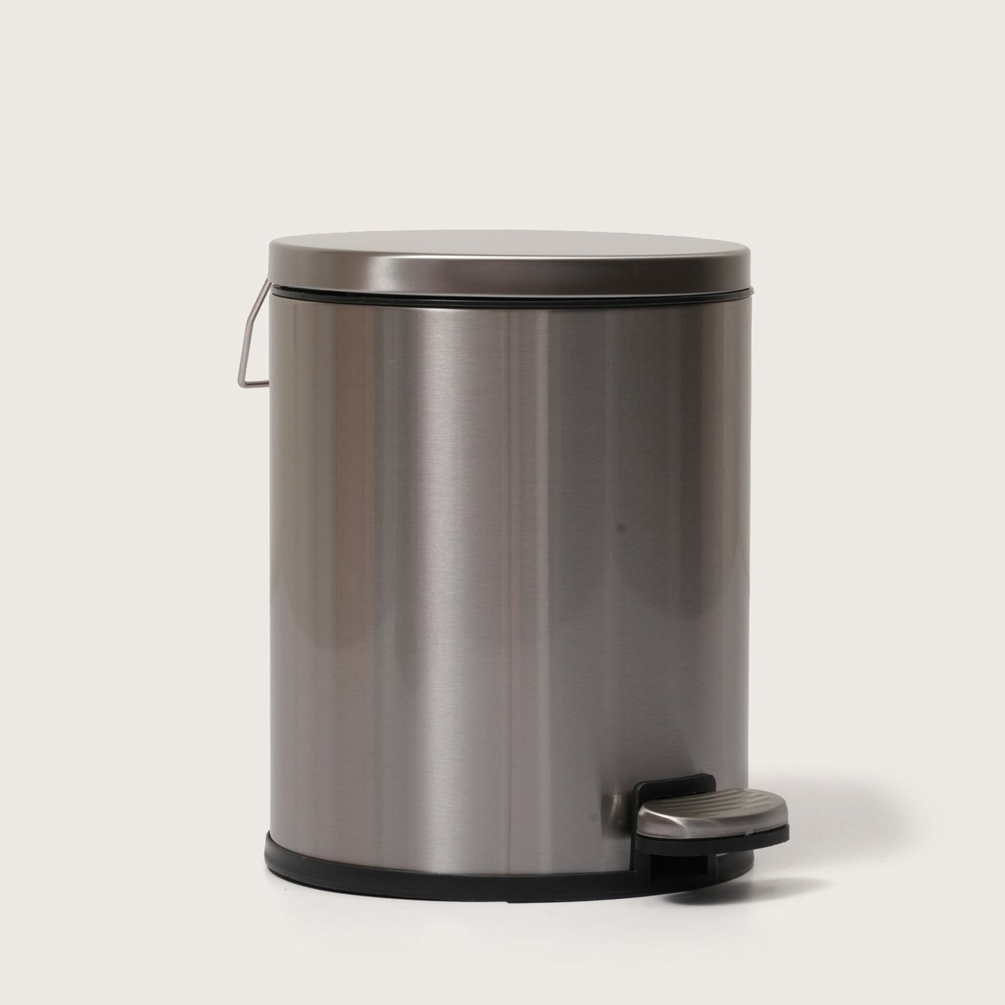 Baskora Silver Stainless Steel Pedal Dustbin - Round Step Trash Can