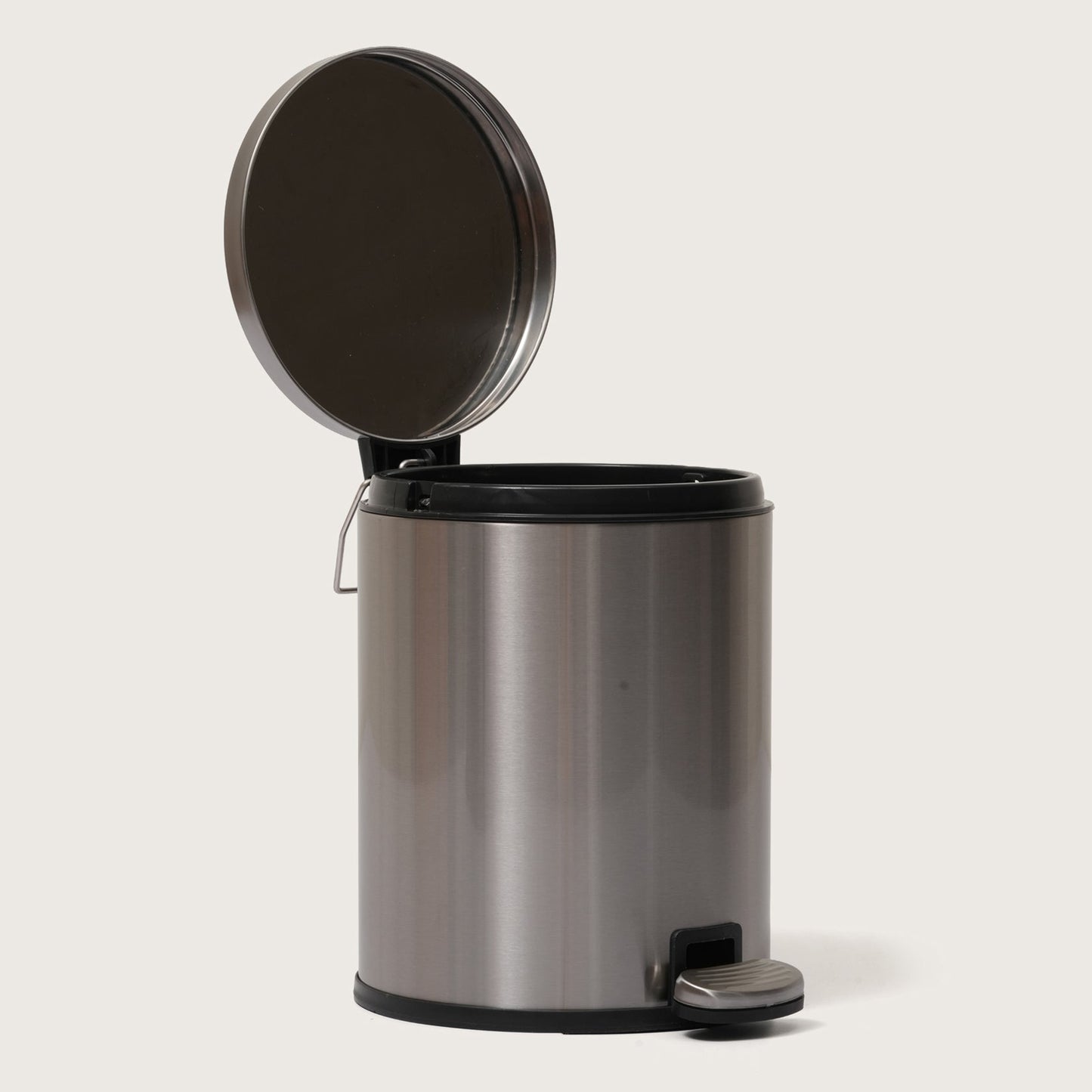 Baskora Silver Stainless Steel Pedal Dustbin - Round Step Trash Can