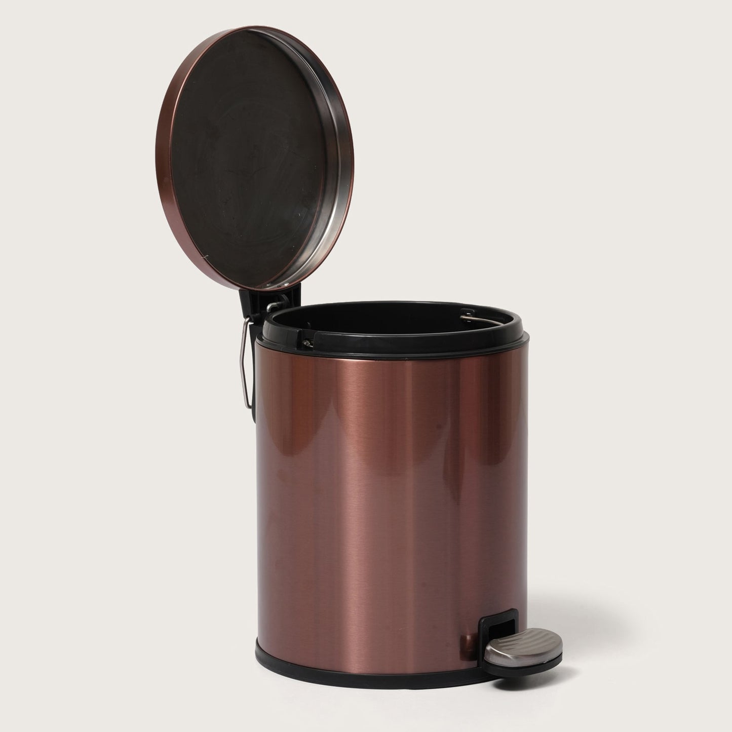 Baskora Rose Gold Stainless Steel Pedal Dustbin - Round Step Trash Can