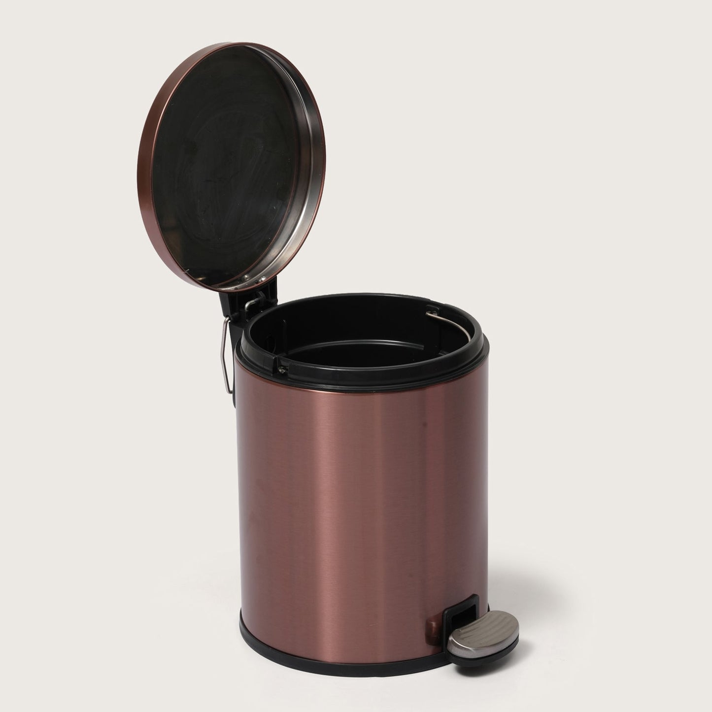 Baskora Rose Gold Stainless Steel Pedal Dustbin - Round Step Trash Can