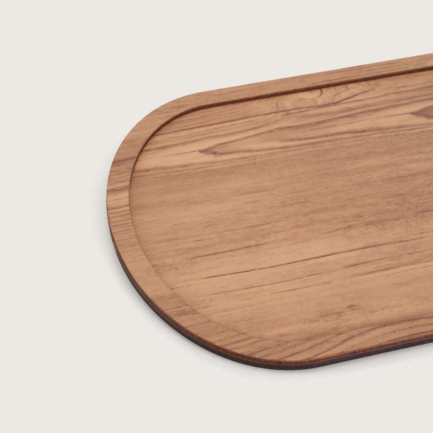 Baskora Contemporary Oak-Tone Oval Sofa Tray