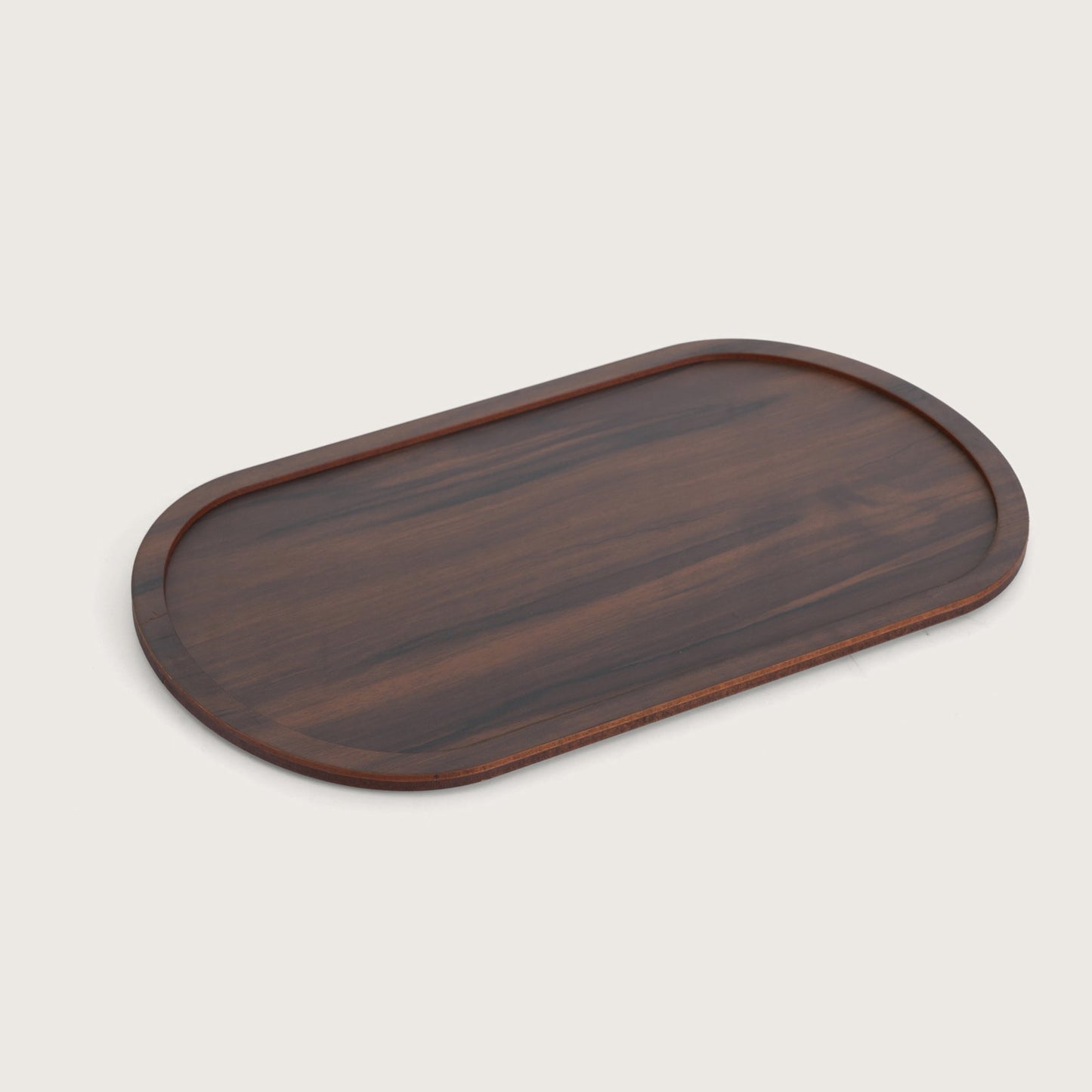Baskora Contemporary Oak-Tone Oval Sofa Tray