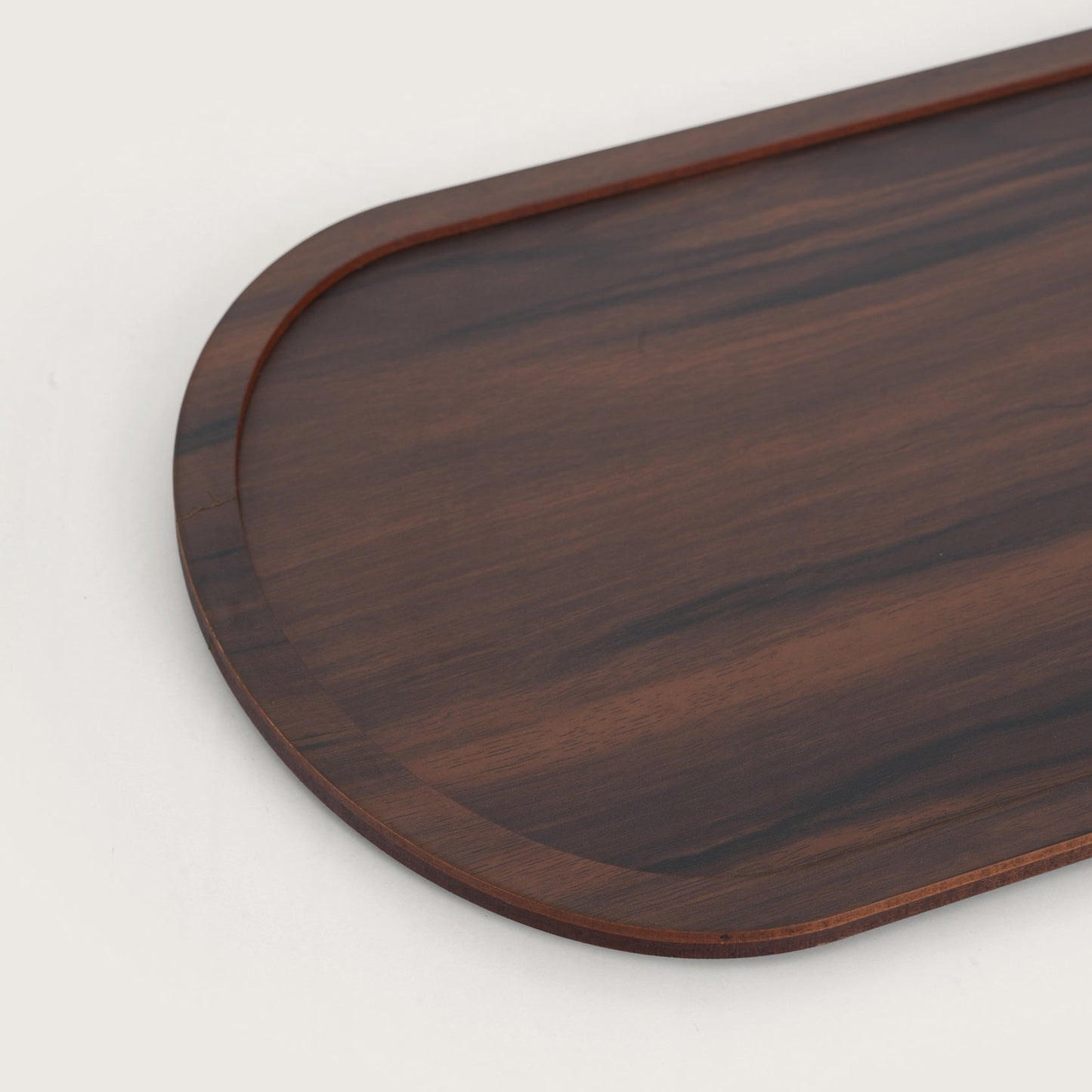 Baskora Contemporary Oak-Tone Oval Sofa Tray