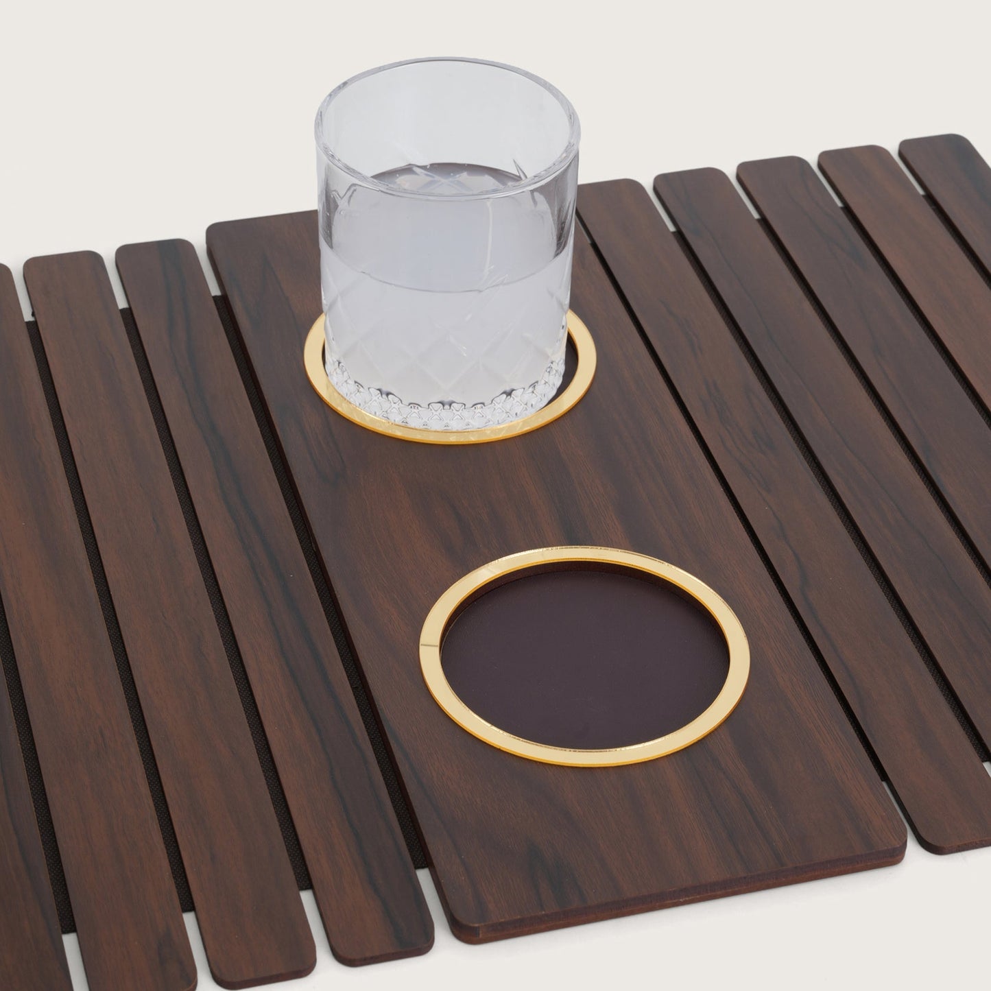 Baskora Contemporary Espresso Rigid Sofa Armrest Tray with Anti-Slip Center