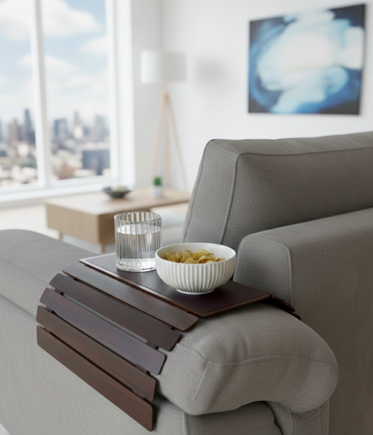 Baskora Elegant Flexible Sofa Armrest Tray Brown