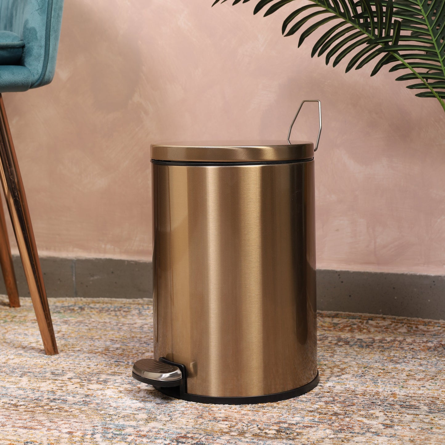 Baskora Pedal Ss Trash Can | Soft Close Dustbin | Gold