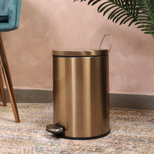 Baskora Pedal Ss Trash Can | Soft Close Dustbin | Gold