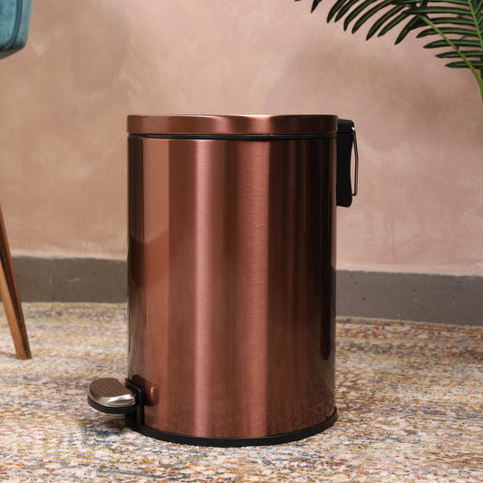 Baskora Pedal Ss Trash Can | Soft Close Dustbin | Rose Gold