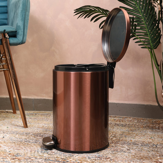Baskora Pedal Ss Trash Can | Soft Close Dustbin | Rose Gold