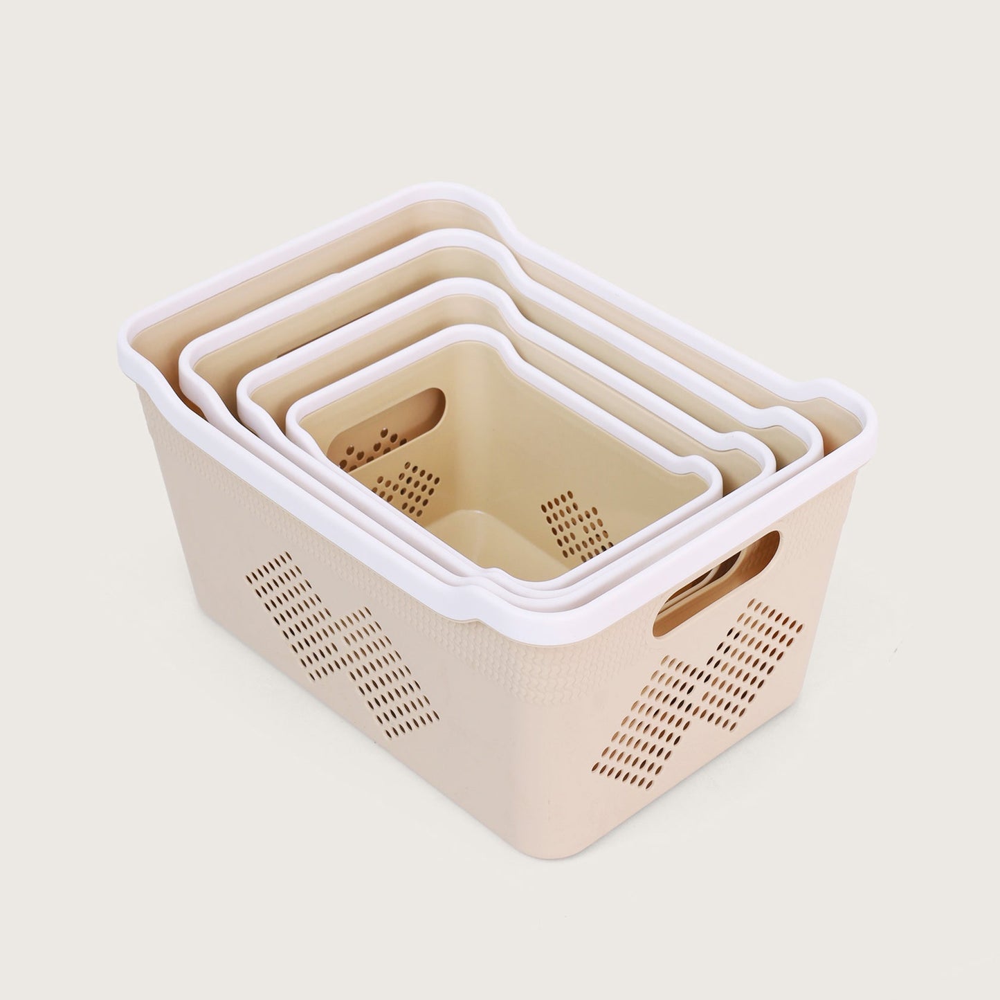 Baskora Plastic Storage Basket Set of 4 - Beige