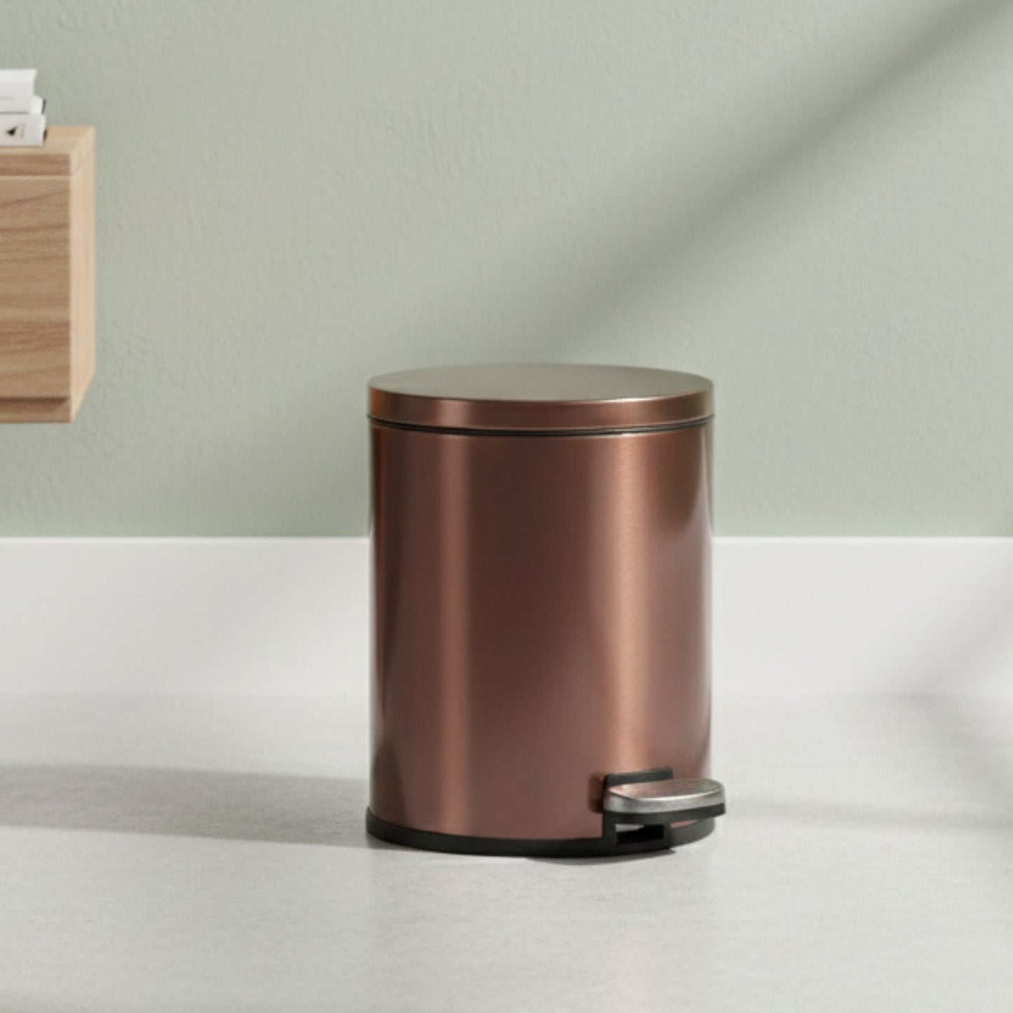 Baskora Rose Gold Stainless Steel Pedal Dustbin - Round Step Trash Can