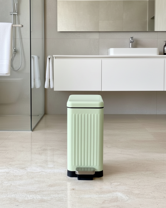 Baskora Modern Mint Green Rectangular Step Dustbin With Soft Close Lid